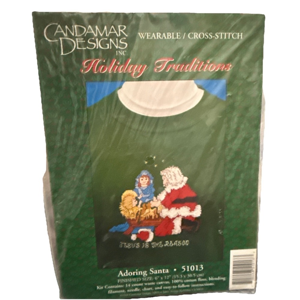 Candamar Designs Cross Stitch "Adoring Santa" #51013 Nativity Santa Kit